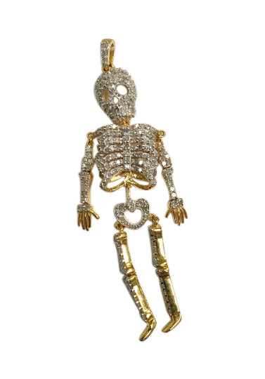 14K Solid Gold Diamond Skeleton Pendants. Genuine handmade pave diamond Pendant. Approx Size 2.60 "(19 x 65 mm)