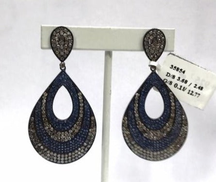 Diamond and Blue Sapphire Fancy Earrings