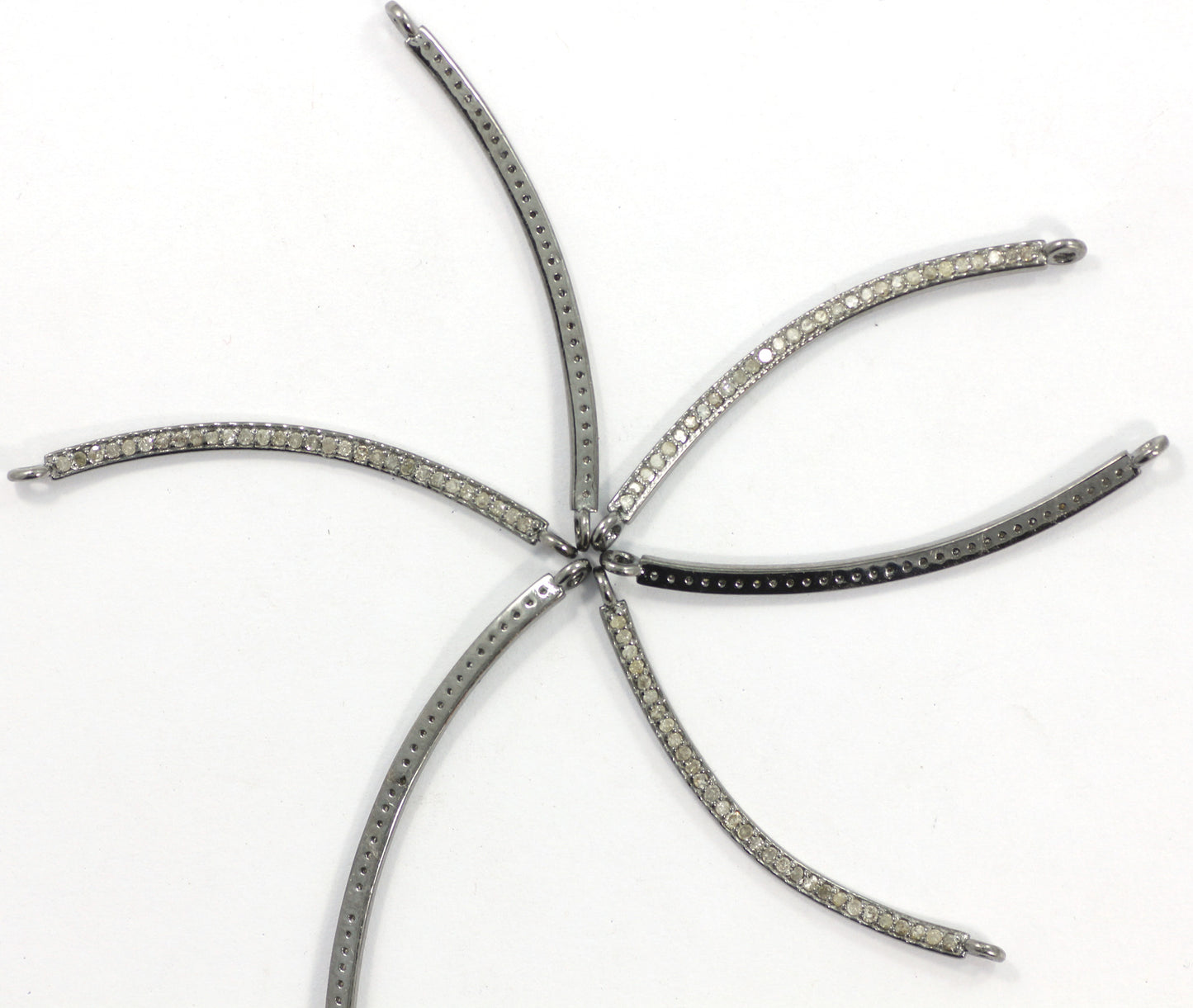 Pave Pendant, Pave Diamond, Pave Bar Charm, Pave Bar Connectors,Approx 1.8'' Long(4 x 46mm) Oxidized Silver