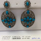 Diamond and Silver Turquoise Stone Black Rhodium Finish Earrings