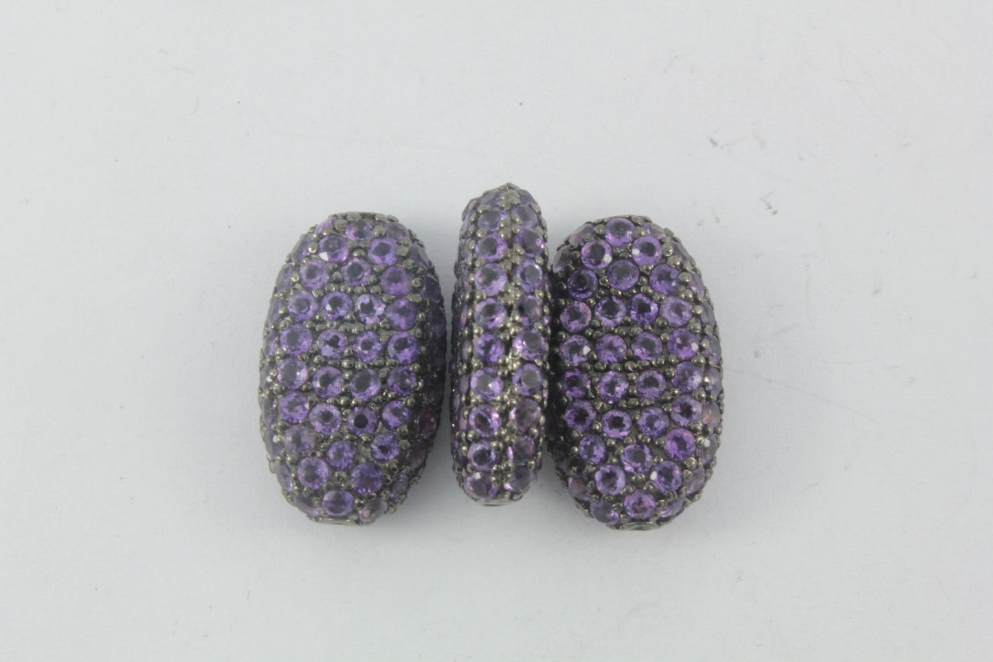 Oval Shape Blue Sapphire Pave Beads