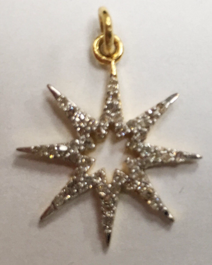 14k Solid Gold Star Diamond Pendants. Genuine handmade pave diamond Pendant. Approx Size 0.84 "(18 x 21 mm)