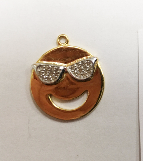 14K Solid Gold Funny Face Diamond Pendants. Genuine handmade pave diamond Pendant. Approx Size 0.72 "(18 mm)