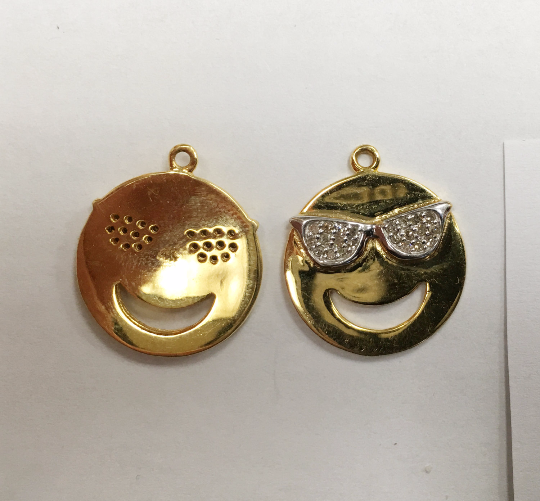 14K Solid Gold Funny Face Diamond Pendants. Genuine handmade pave diamond Pendant. Approx Size 0.72 "(18 mm)