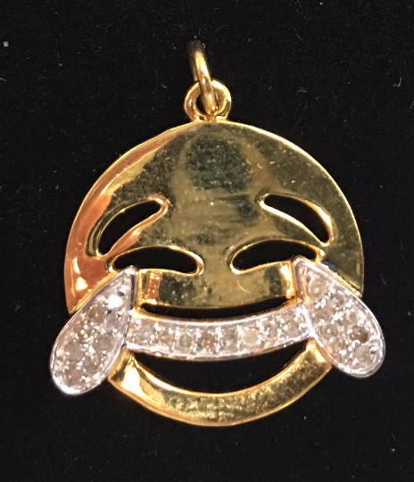 14K Solid Gold Funny Face Diamond Pendants. Genuine handmade pave diamond Pendant. Approx Size 0.68 "(17 mm)