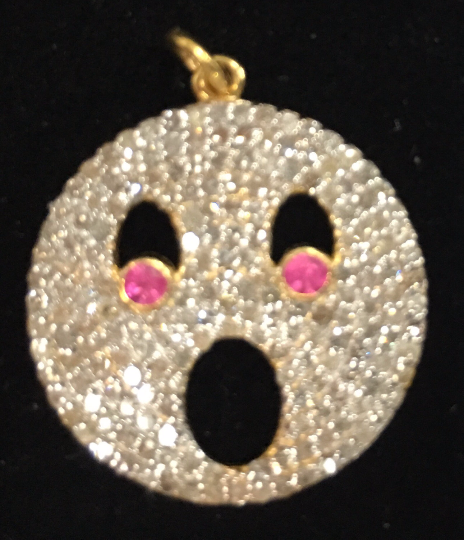 14K Solid Gold Funny Face Diamond Pendant