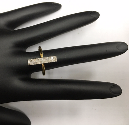 14k Solid Gold Rectangle Shape Diamond Rings. Approx Size 0.68 "(4 x 17 mm)