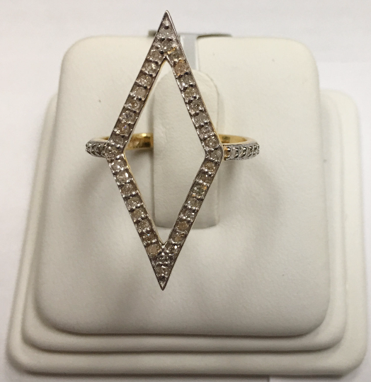 14k Solid Gold Open Marquise Shape Diamond Rings. Genuine handmade pave diamond Rings. Approx Size 1.20 "(14 x 30 mm)