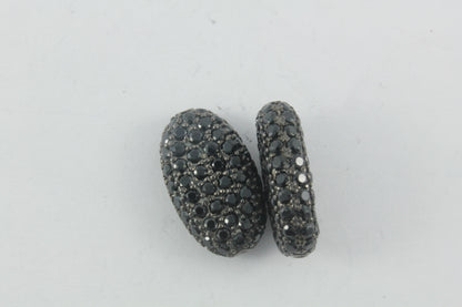Oval Shape Blue Sapphire Pave Beads