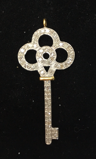14K Solid Gold Diamond Key Shape Pendants. Genuine handmade pave diamond Pendant. Approx Size 1.44 "(16 x 36 mm)
