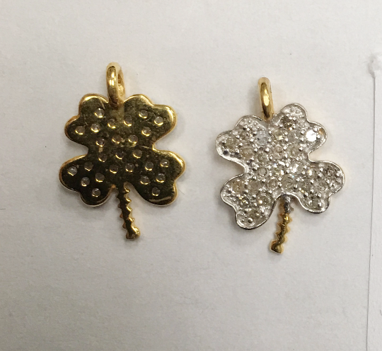 14k Solid Gold Flower Diamond Pendants. Genuine handmade pave diamond Pendant. Approx Size 0.56 "(11 x 14 mm)