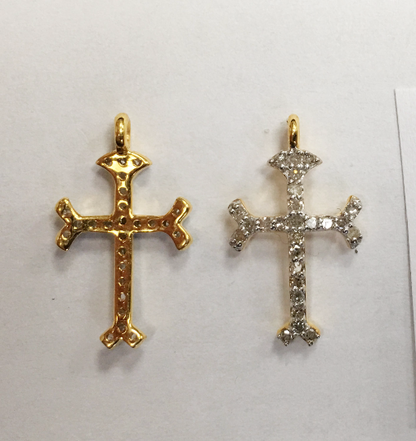 14K Solid Gold Cross Diamond Pendants
