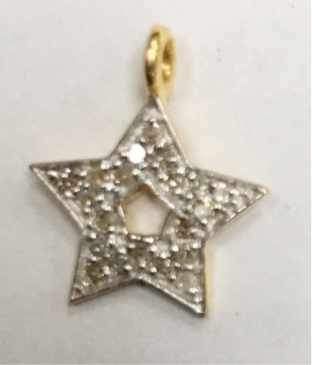 14k Solid Gold Star Diamond Pendants. Pendant. Approx Size 0.60 "(15 x 12 mm)