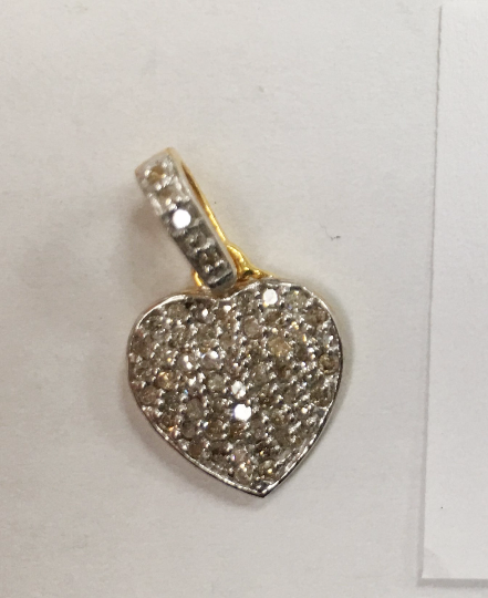 14k Solid Gold Heart Diamond Pendants. Approx Size 0.72 "(11 x 18 mm)