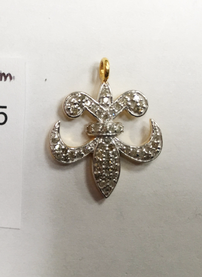 14K Solid Gold Diamond Fleur Di Lis Shape Pendants. Genuine handmade pave diamond Pendant. Approx Size 0.88 "(22 x 18 mm)