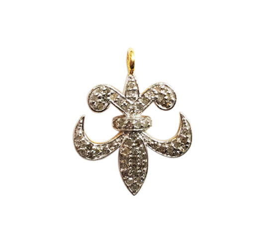 14K Solid Gold Diamond Fleur Di Lis Shape Pendants. Genuine handmade pave diamond Pendant. Approx Size 0.88 "(22 x 18 mm)