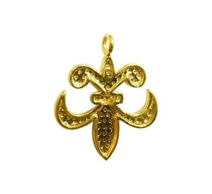 14K Solid Gold Diamond Fleur Di Lis Shape Pendants. Genuine handmade pave diamond Pendant. Approx Size 0.88 "(22 x 18 mm)