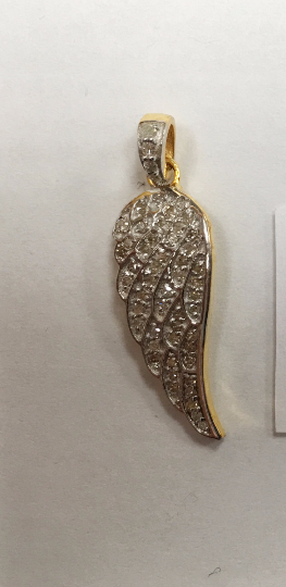 14k solid Gold Wings Diamond Pendants. Genuine handmade pave diamond Pendant. Approx Size 1.20 "(10 x 30 mm)