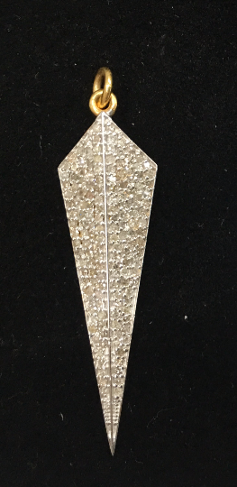 14k Solid Gold Spike Diamond Pendants