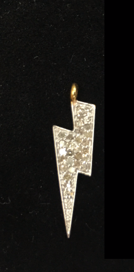 14K Solid Gold Diamond Lightning Pendants. Genuine handmade pave diamond Pendant. Approx Size 1.00 "(7 x 25 mm)