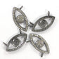 Evil Eye Diamond Charm .925 Oxidized Sterling Silver Diamond Charms, Genuine handmade pave diamond Charm Size 12 x 24 MM