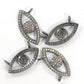 Evil Eye Diamond Charm .925 Oxidized Sterling Silver Diamond Charms, Genuine handmade pave diamond Charm Size 12 x 24 MM