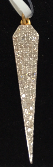 14k Solid Gold Spike Diamond Pendants. Genuine handmade pave diamond Pendant. Approx Size 1.44 "(7 x 36 mm)