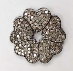 Flower Diamond Charm .925 Oxidized Sterling Silver Diamond Charms, Genuine handmade pave diamond Charm Size 19 x 19 MM