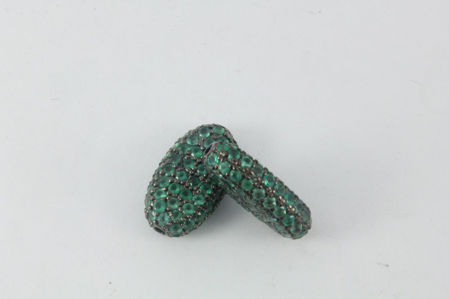 Oval Shape Blue Sapphire Pave Beads