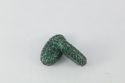Oval Shape Blue Sapphire Pave Beads