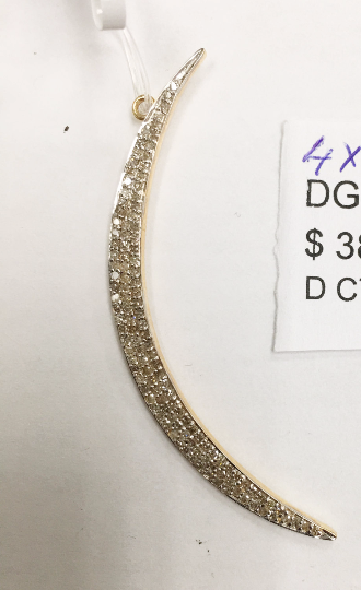 14k Solid Gold Crescent Moon Diamond. Genuine handmade pave diamond Pendant. Approx Size 12.16 "(4 x 54 mm)