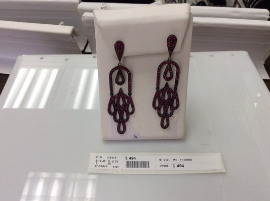 Silver Ruby Black Rhodium Finish Earring.