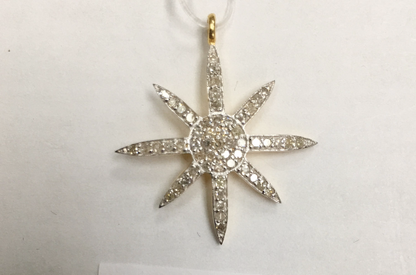 14k Solid Gold Star Diamond Pendants.  Approx Size 1.12 "(24 x 28 mm)