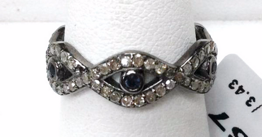Pave Diamond Ring .925 Oxidized Sterling Silver Diamond Ring, Genuine handmade pave diamond Ring Size Approx 0.84"(6 x 21 MM)