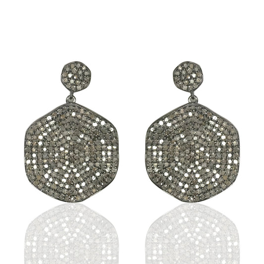 Hexagon Diamond Silver Earring