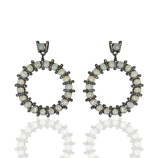 Round Diamond Silver Earring