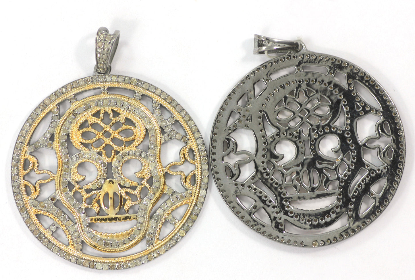 Pave Diamond Pendant, Pave Titlell Pendant, Titlell Charm, 1.6''(40mm), Oxidized Silver