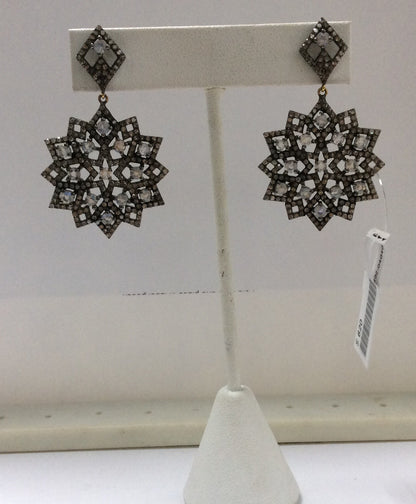 Rainbow Moonstone Diamond Earring