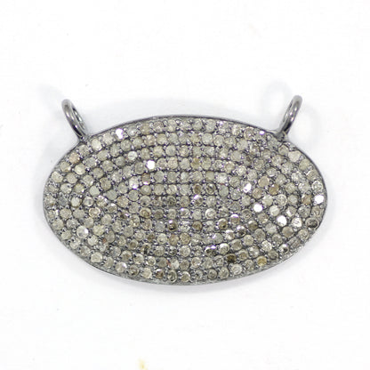 Pave Diamond Necklace .925 Oxidized Sterling Silver Diamond Necklace, Genuine handmade pave diamond Necklace Size 25 x 15 MM