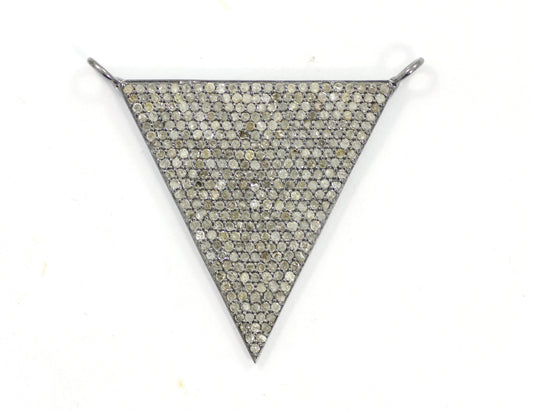 Triangle Shape Diamond Pendant, .925 Oxidized Sterling Silver Diamond Charms, Genuine handmade pave diamond Charm Size Approx 1.20"(30 x 30 MM)
