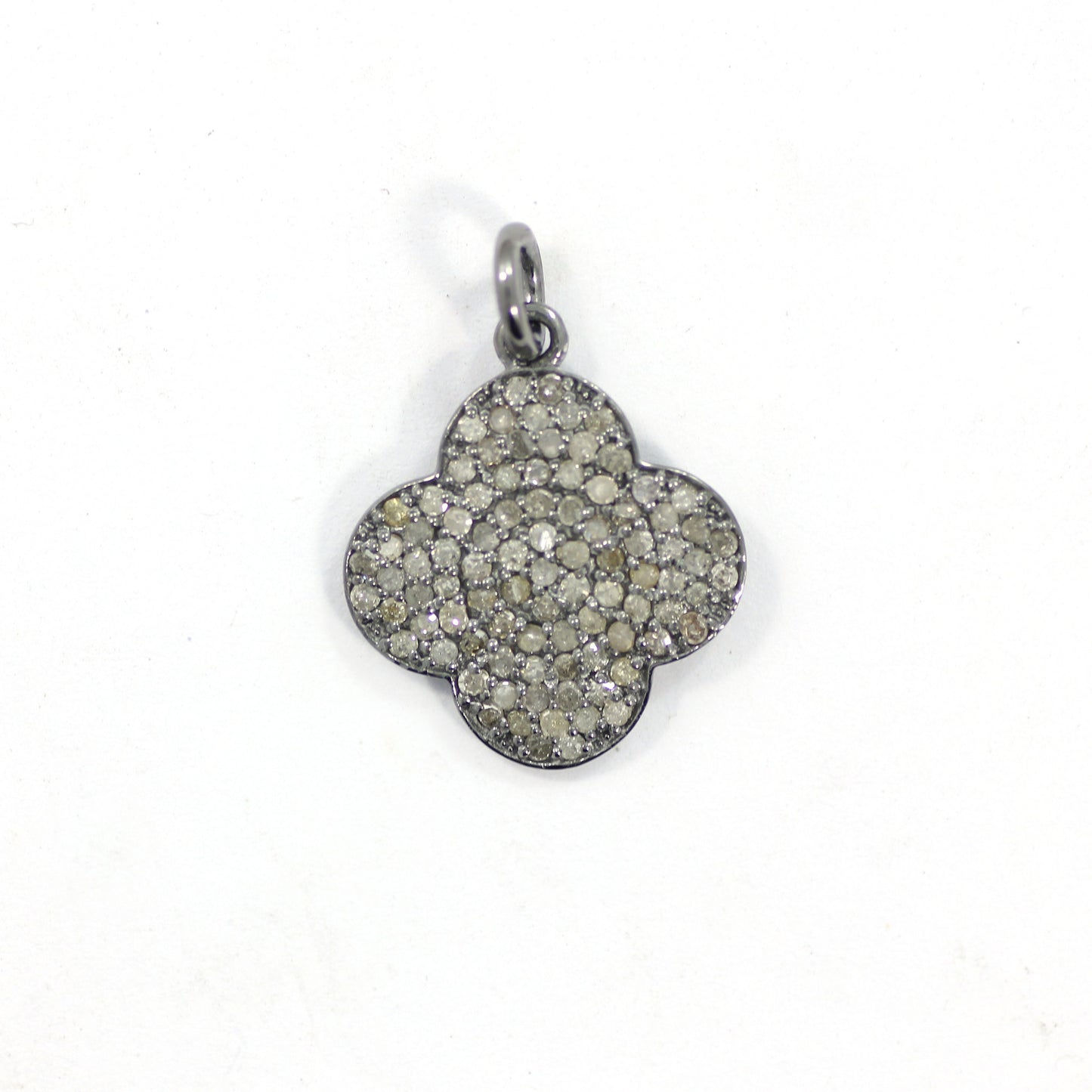 Flower Diamond Pendants .925 Oxidized Sterling Silver Diamond Pendants, Genuine handmade pave diamond Pendant Size Approx 0.60"(15 MM)
