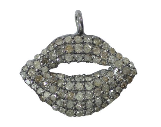 LIP Shape Diamond Pendants. Genuine handmade pave diamond Pendant. Approx Size 0.92"(7 x 23 mm)