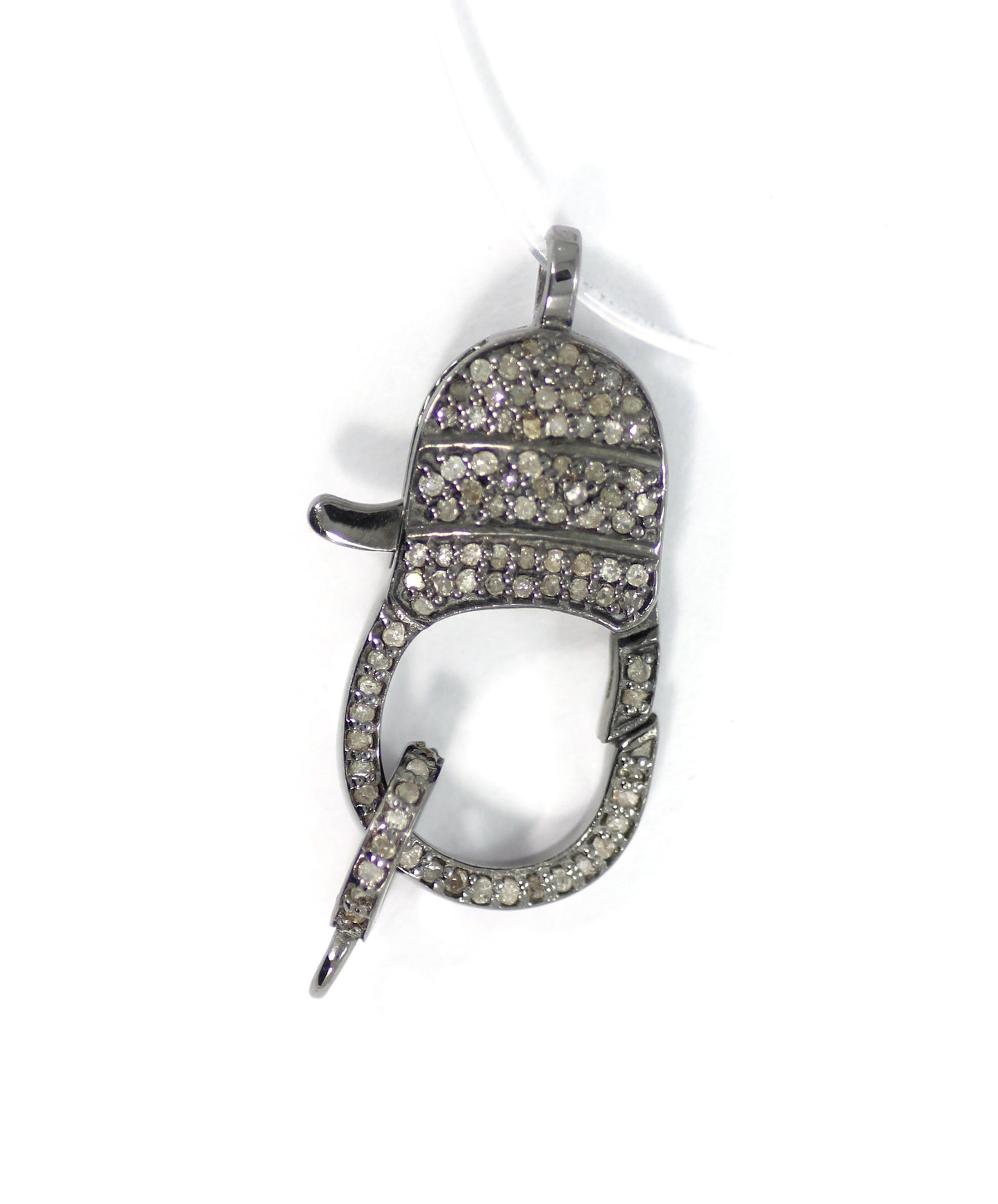 Diamond Clasps .925 Oxidized Sterling Silver Diamond Clasps, Genuine handmade pave diamond Clasps Size Approx 1.24"(31 x 12 MM)