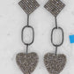 Heart shape Diamond Silver Earring .925 Oxidized Sterling Silver Diamond Earring, Genuine handmade pave diamond Earring Size 2.00"(14 x 50 MM )