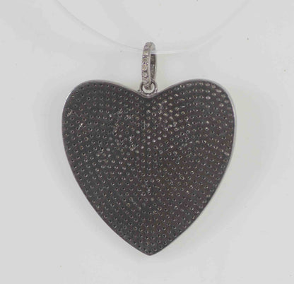 Diamond  Heart Shape Pendant, Pave Diamond Pendant, Pave Heart Shape Necklace, Approx 30 x  30mm. Sterling Silver