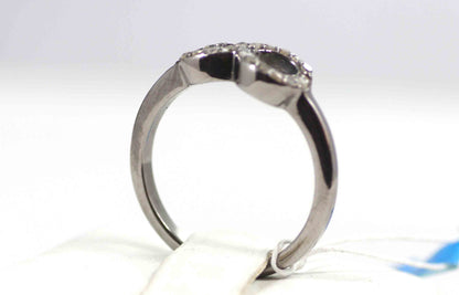 Figure Eight Pave Diamond Ring .925 Oxidized Sterling Silver Diamond Ring, Genuine handmade pave diamond Ring .