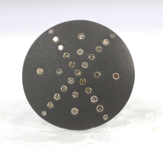 Silver Pave Diamond Ring .925 Oxidized Sterling Silver Diamond Ring, Genuine handmade pave diamond Ring Size Approx 1.00"(25 MM)
