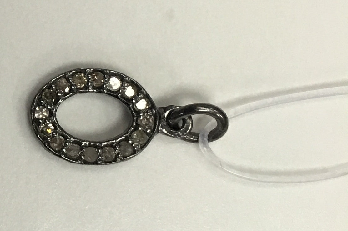 Oval Diamond Silver Charm