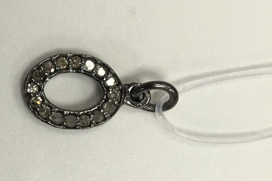 Oval Diamond Silver Charm