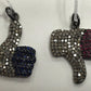 Thumbs down and up Diamond Silver Charm.